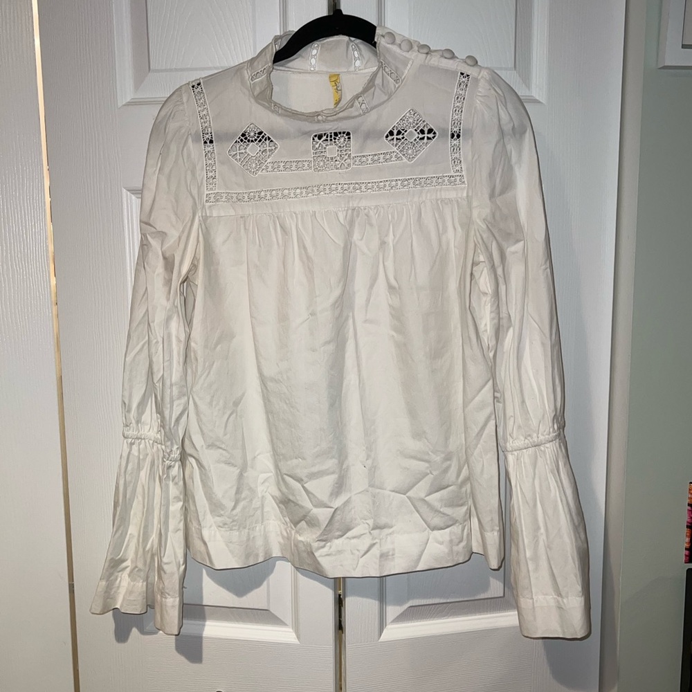 Free People Lace Long Sleeve Blouse